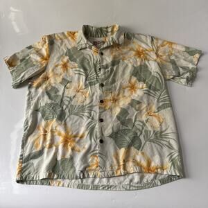 VINTAGE Hilo Hattie Hawaiian Shirt Mens XL Camp Collar All Over Floral Print